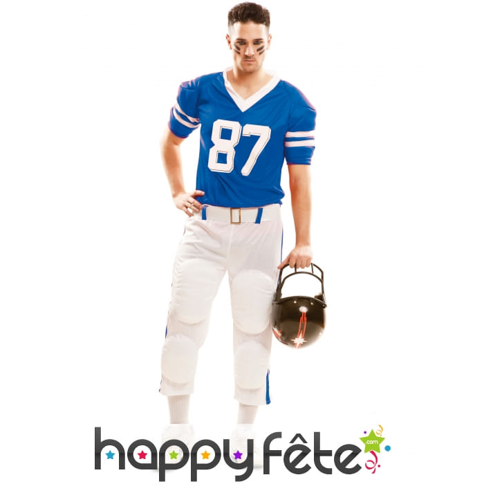 Tenue bleue de footballeur américain pour adulte