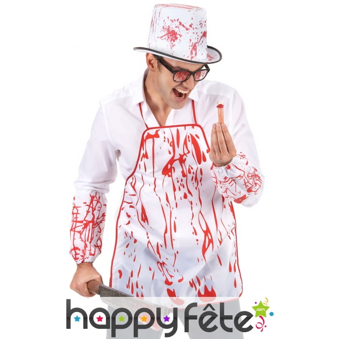 Tablier blanc ensanglanté avec manchettes