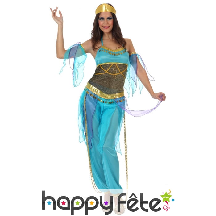 Tenue bleue et dorée de danseuse orientale