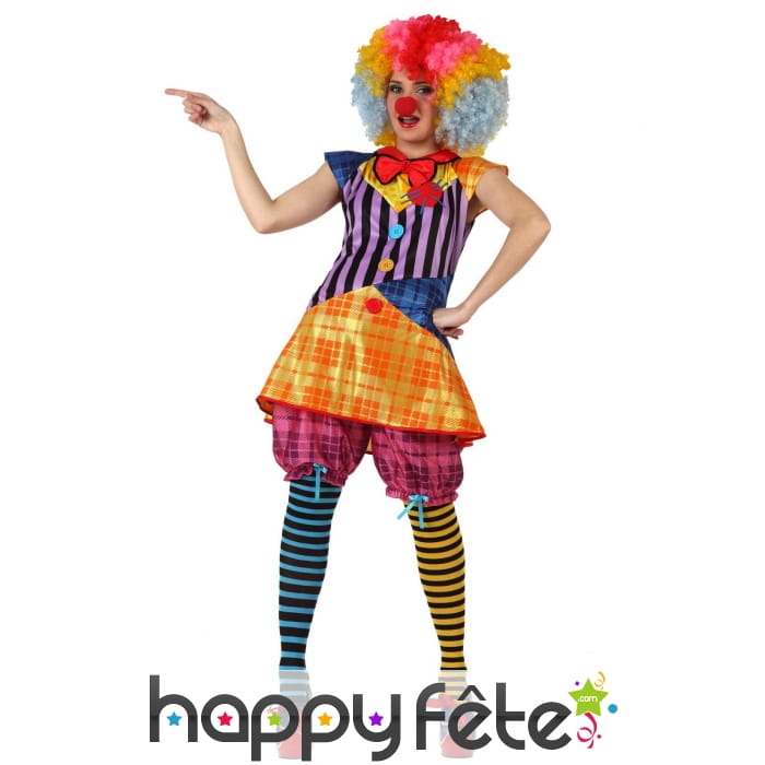 Tenue colorée de femme clown