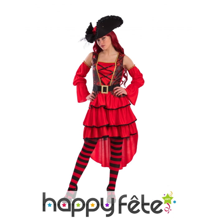 Tenue complète de corsaire rouge femme