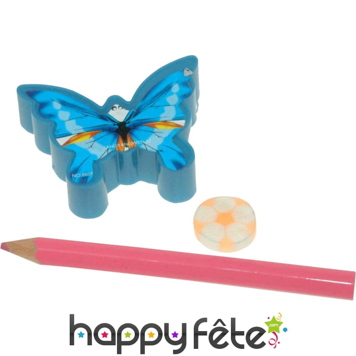 Taille crayon papillon avec crayon et gomme