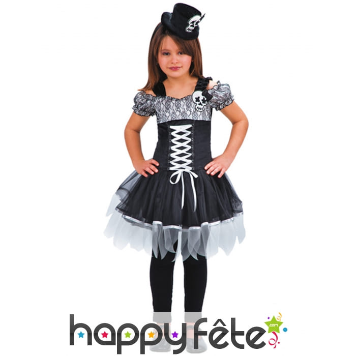 Tenue chic sorcière Dia de los muertos fille