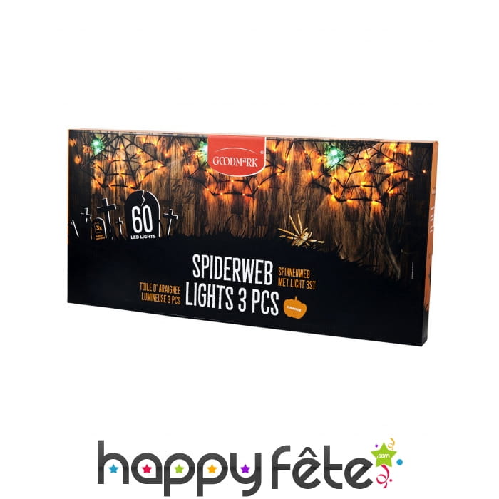 Toile d'araignée lumineuse orange