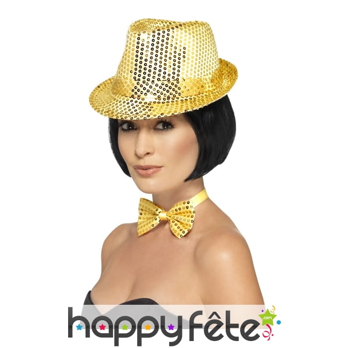 Trilby doré à sequin