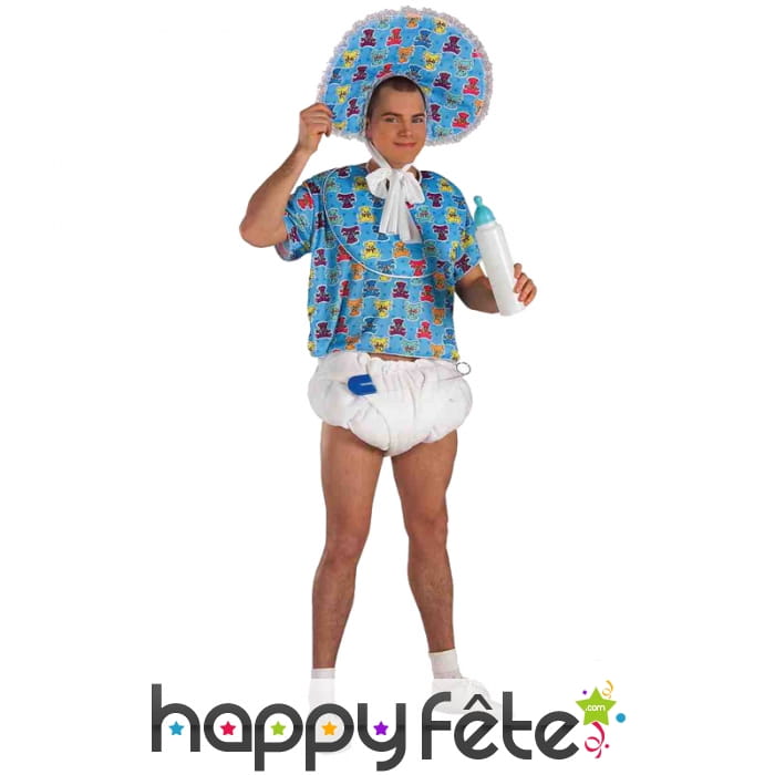 Tenue de bébé bleu pour adulte