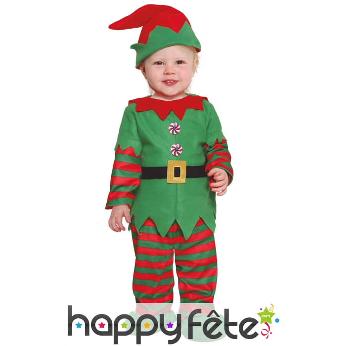 Tenue de bébé elfe de Noël vert