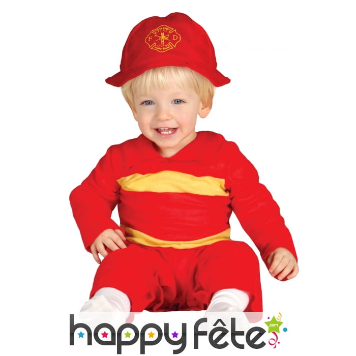 Tenue de bébé pompier rouge