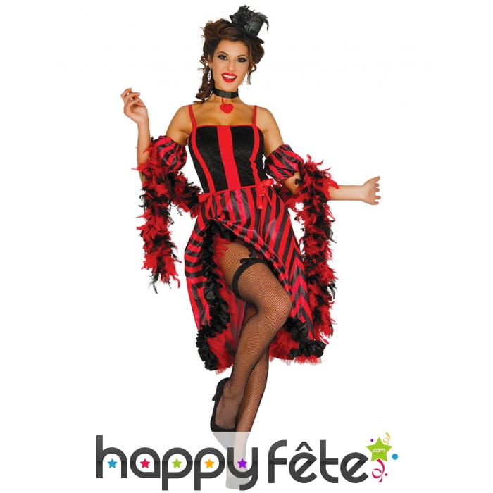 Tenue danseuse Cancan rouge et noir pour femme