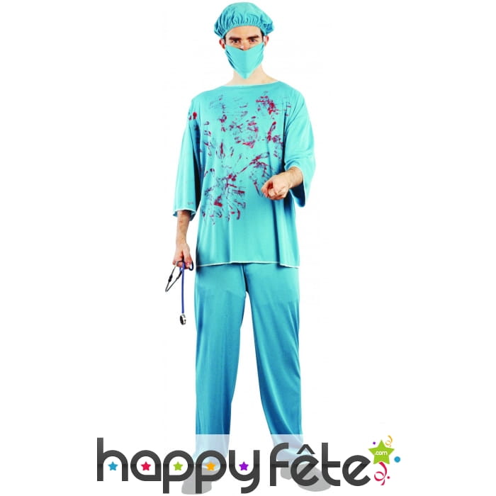 Tenue de chirurgien en sang pour adulte