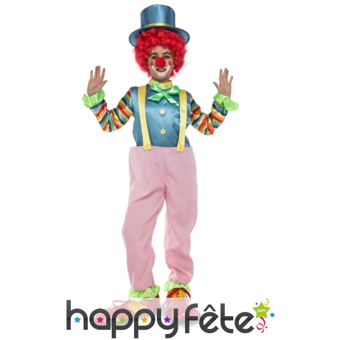 Tenue de clown rose en salopette pour enfant