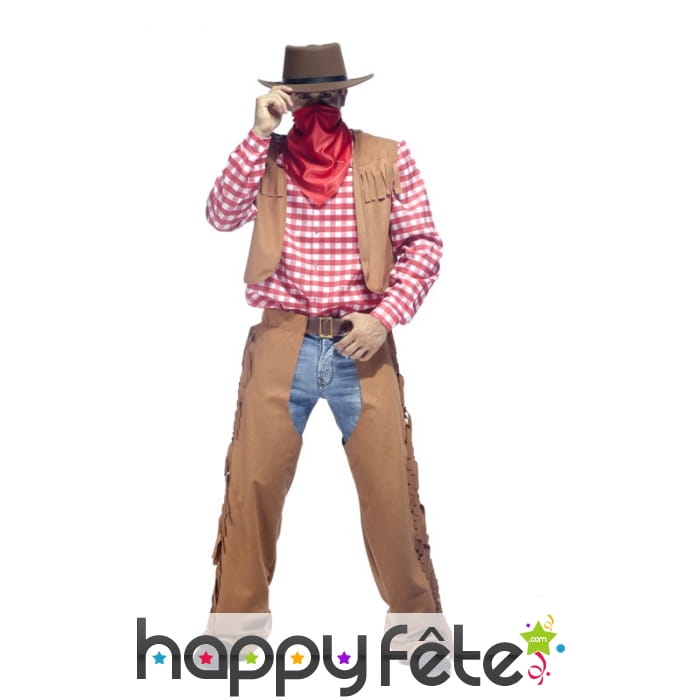 Tenue de cowboy à carreaux blancs/rouges