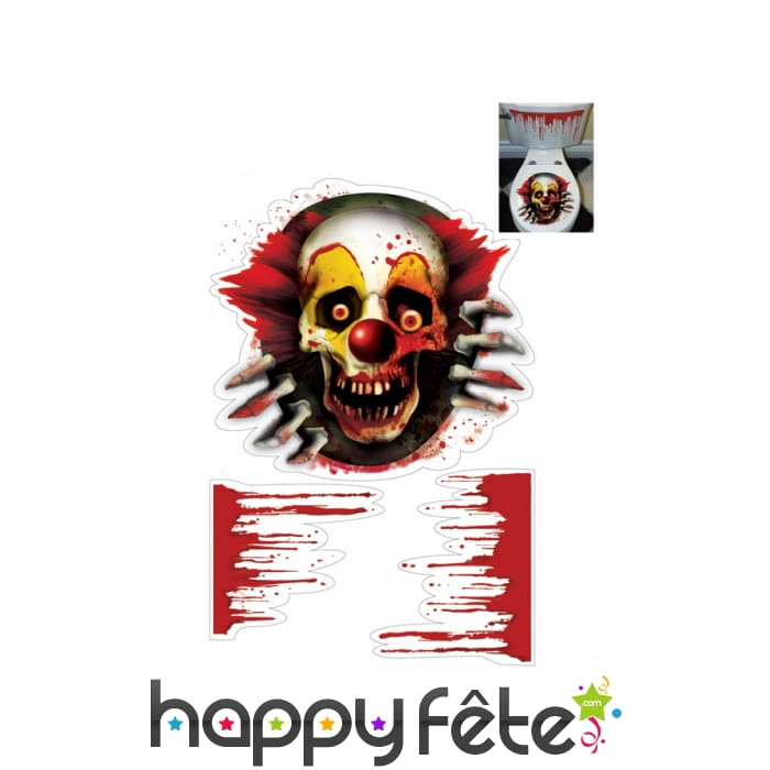 Tête de clown zombie pour toilettes
