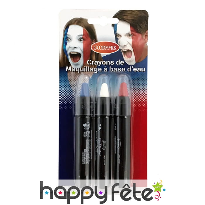 Trio de crayons bleu-blanc-rouge rétractables