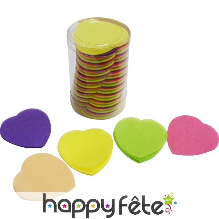 Tube de confettis coeur multicolore