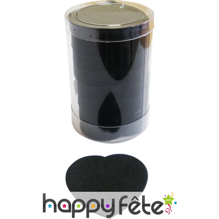 Tube de confettis coeur noir
