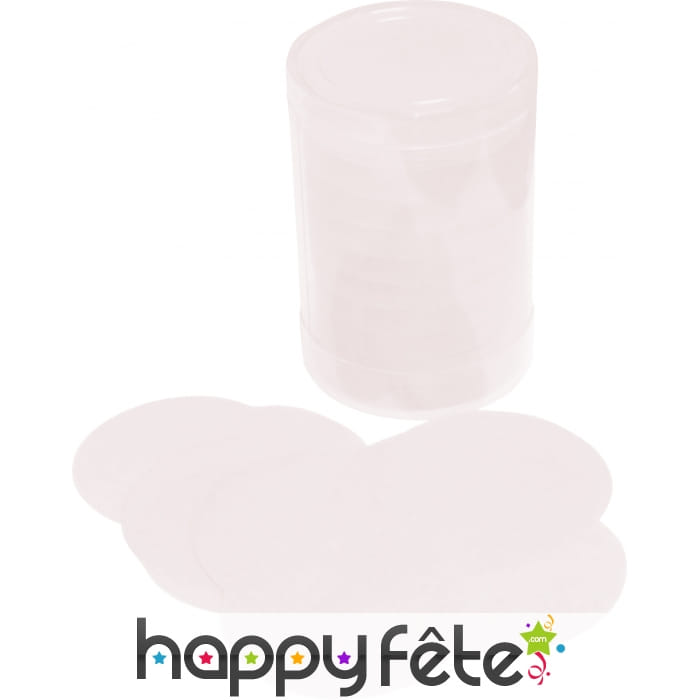 Tube de confettis rond blanc fluo