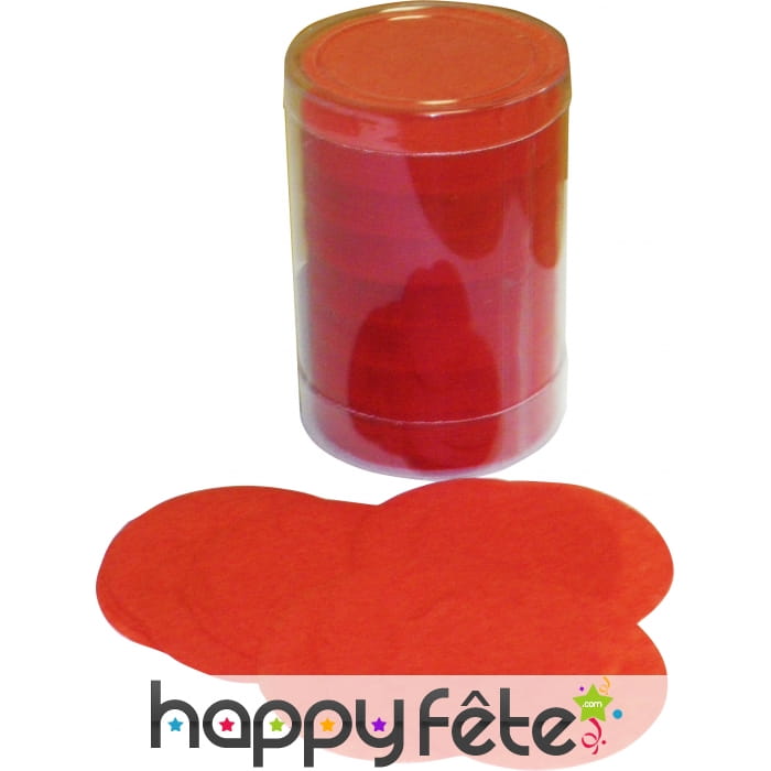 Tube de confettis rond rouge vif
