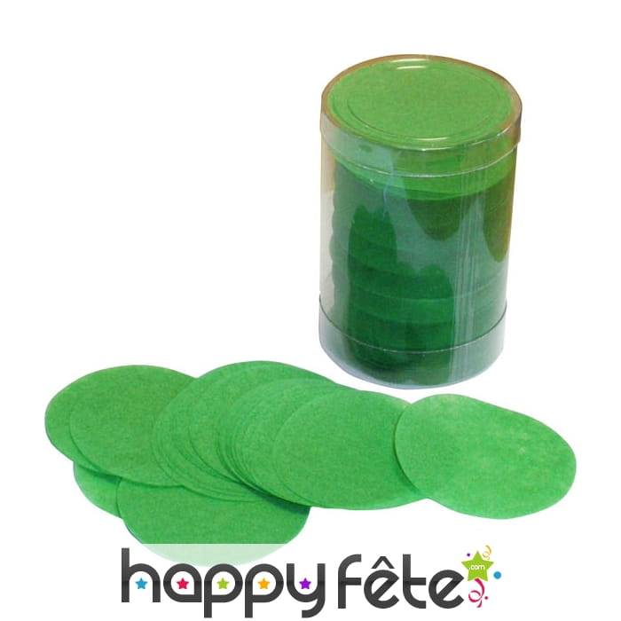 Tube de confettis rond vert
