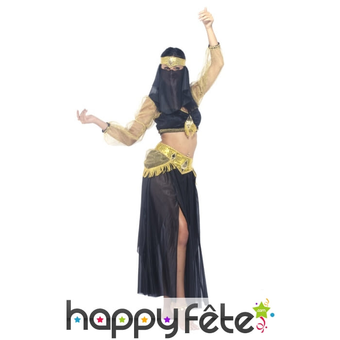 Tenue de danseuse du ventre voilée noire or