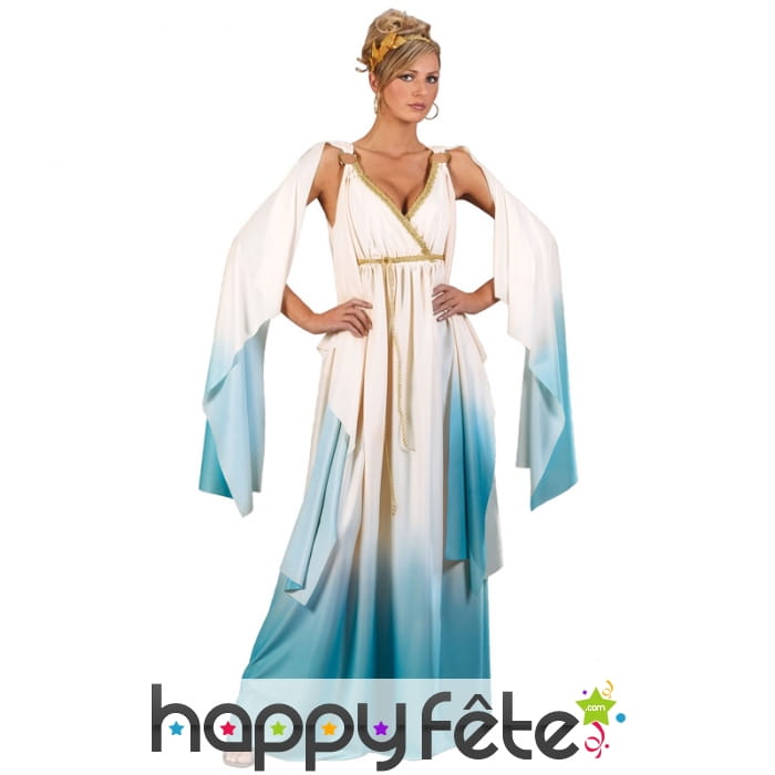 Tenue de déesse blanche et bleu dégradé