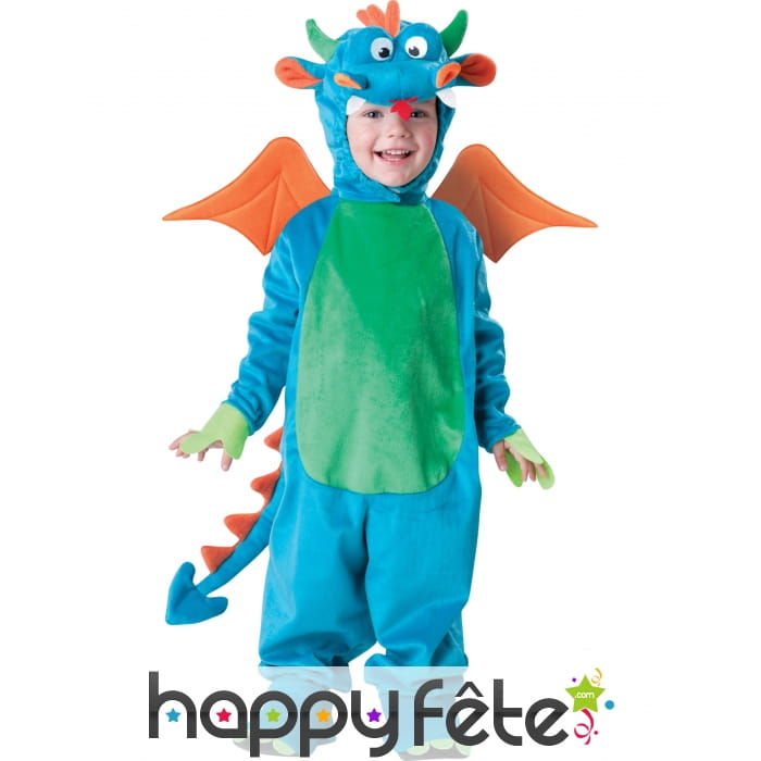 Tenue de Dragon bleu vert pour enfant