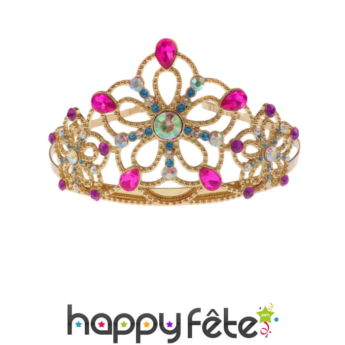 Tiare dorée et colorée de princesse