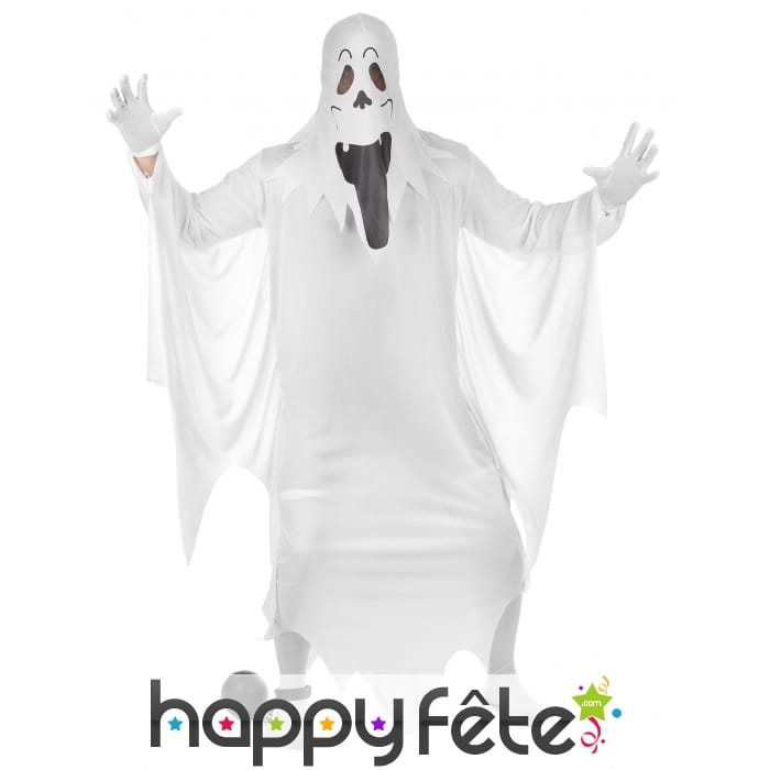 Tenue de fantôme blanc traditionnel pour adulte