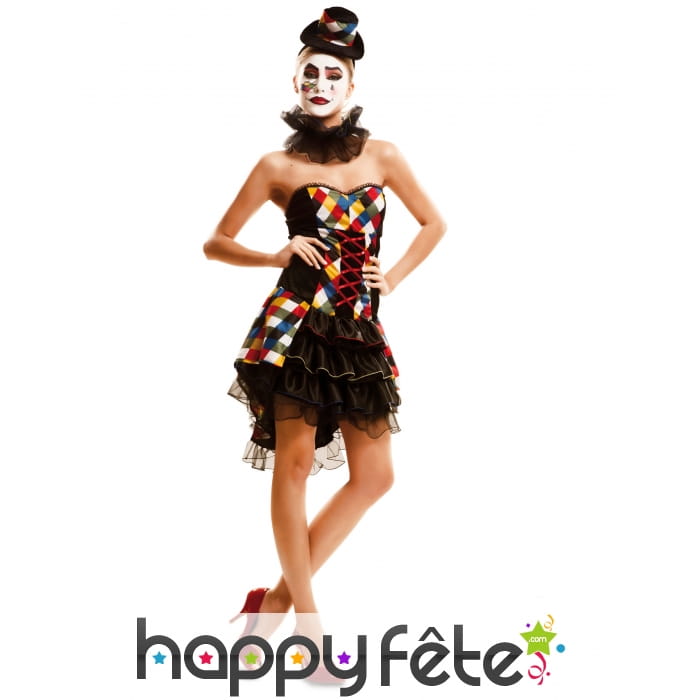 Tenue de femme arlequin robe courte à volants