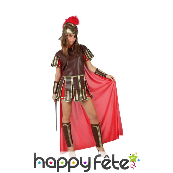 Tenue de femme centurion avec cape rouge