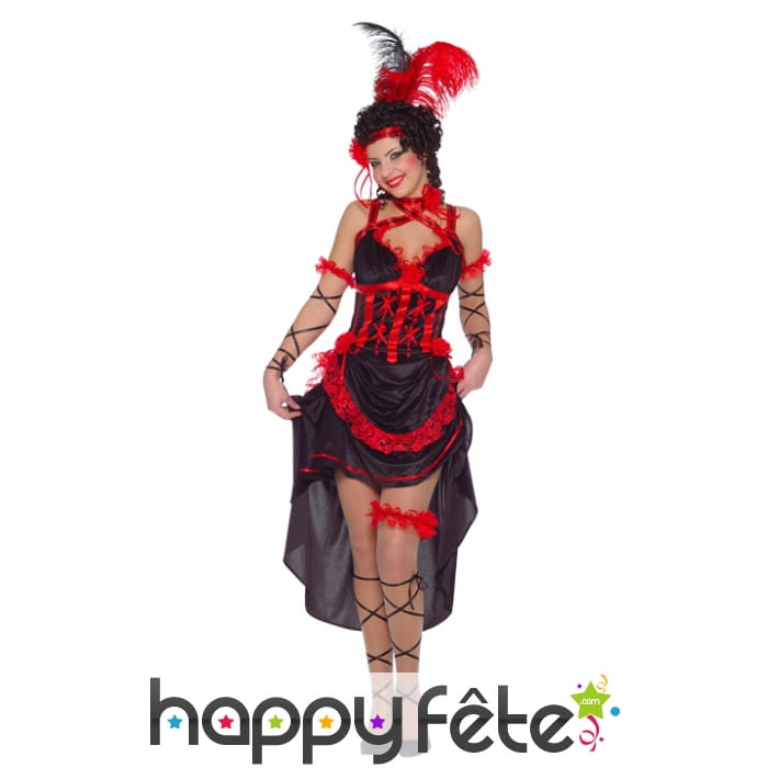 Tenue de french cancan rouge et noire pour femme