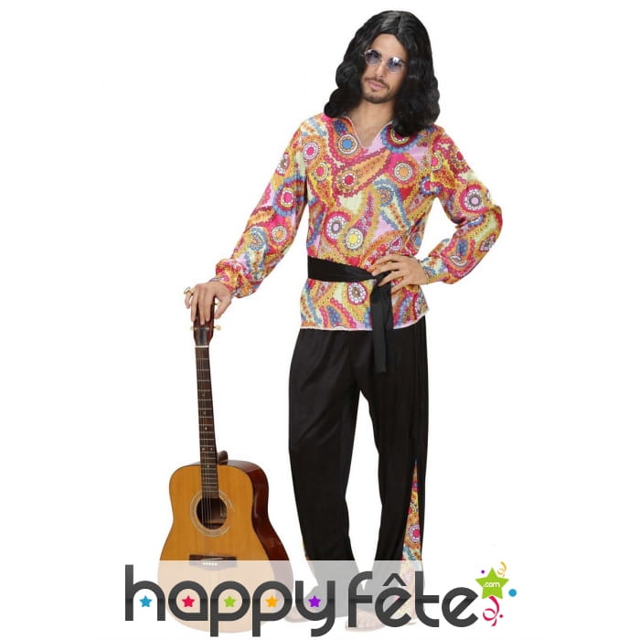 Tenue de hippie pour homme haut fleuri coloré