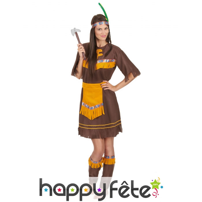 Tenue d'indienne cintrée marron et orange