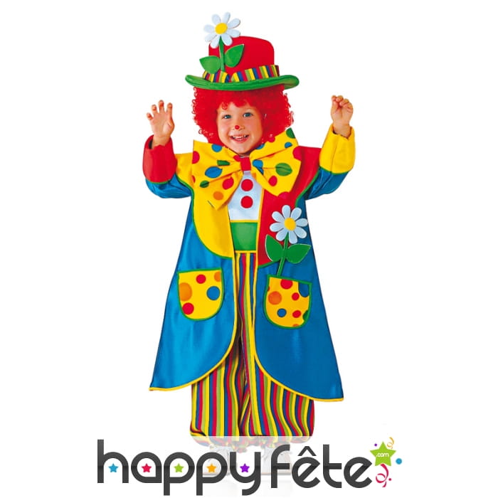 Tenue de mini clown multicolore pour enfant