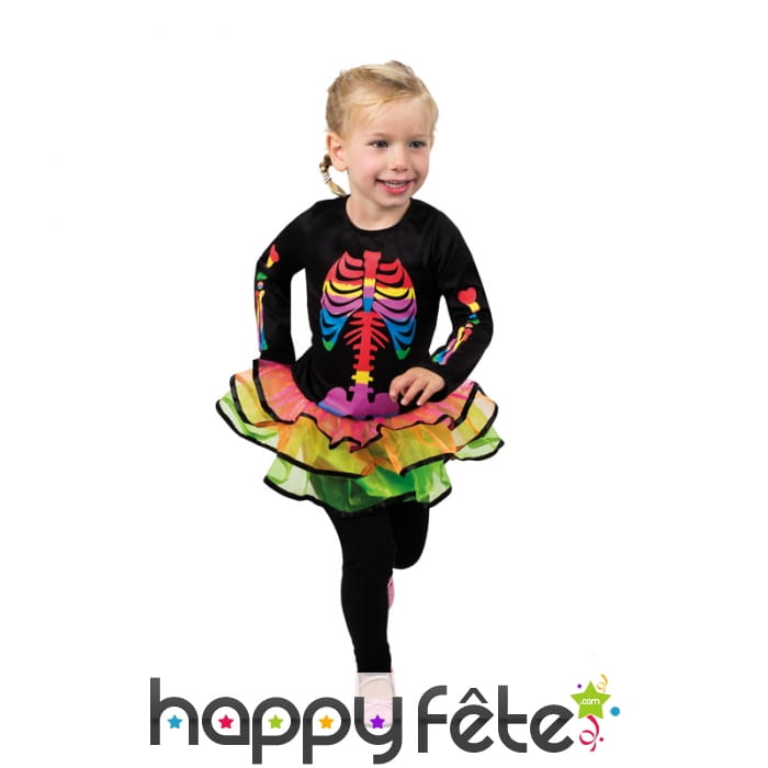 Tenue de mini squelette en tutu coloré