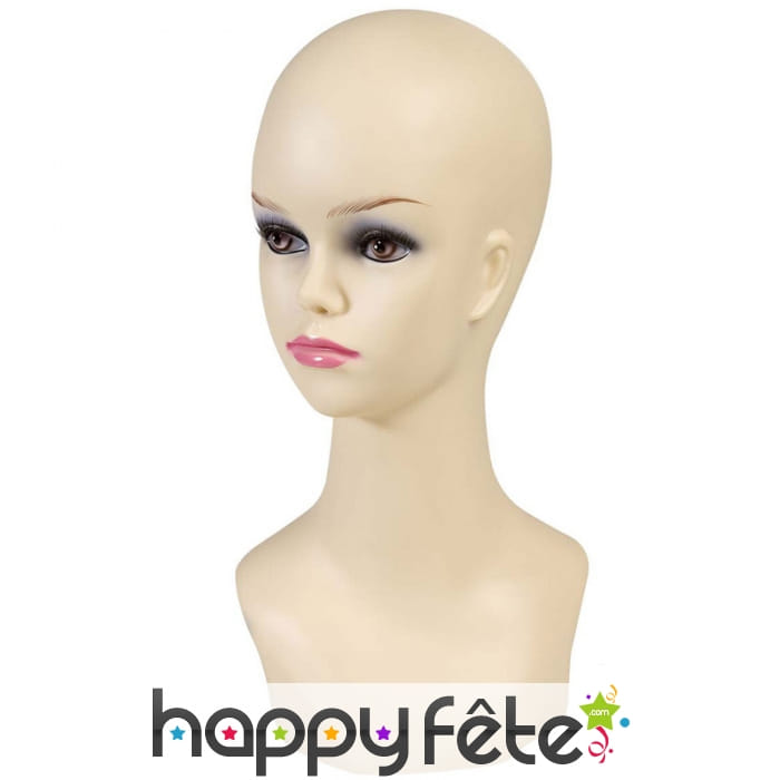 Tête de mannequin femme blanche, 40cm