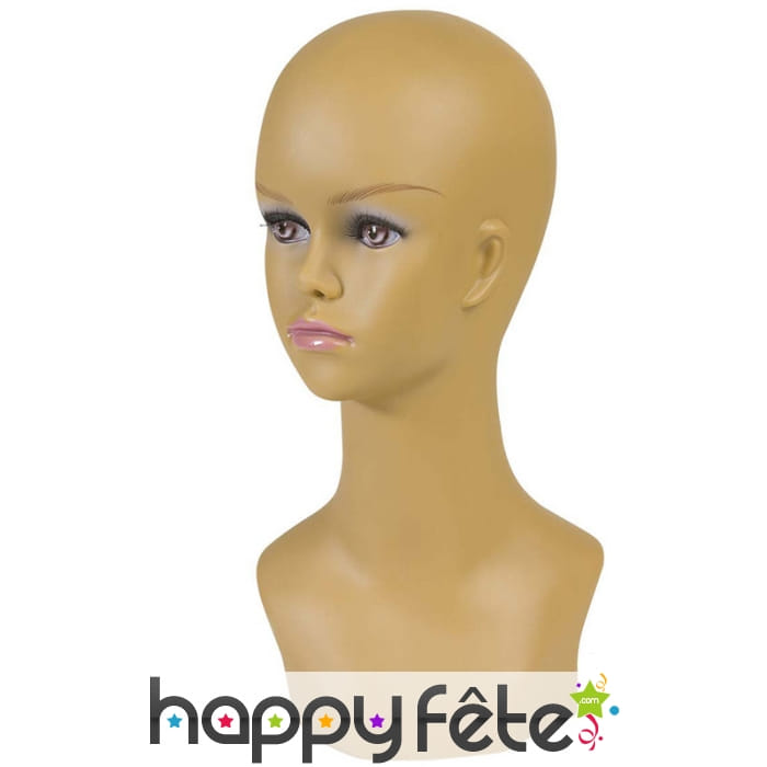 Tête de mannequin femme métisse, 40 cm