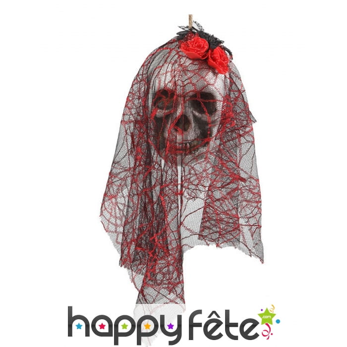 Tête de mariée squelette avec voile à suspendre