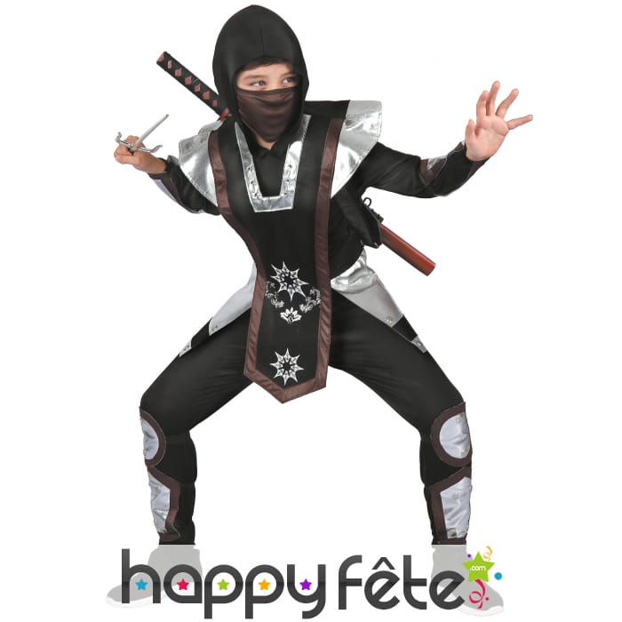 Tenue de ninja noir et gris pour enfant