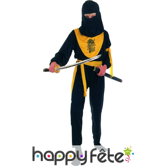 Tenue de ninja noir et jaune pour petit garçon