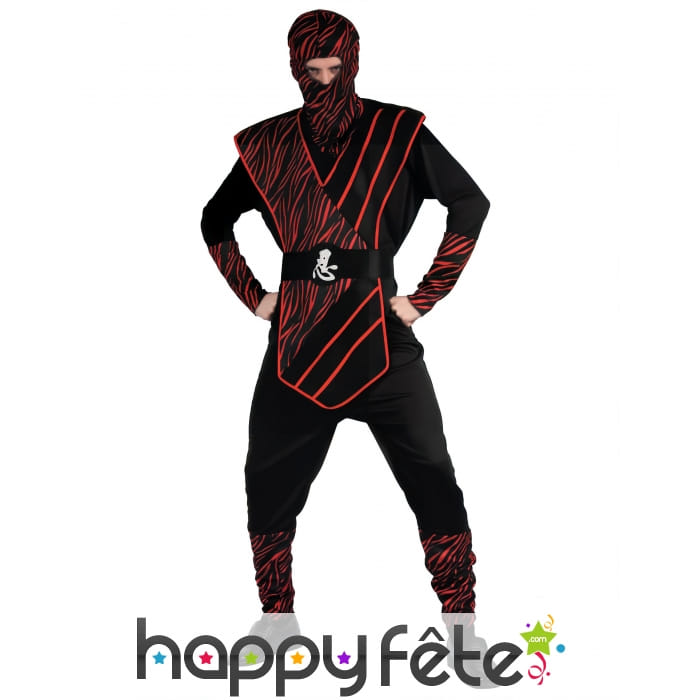 Tenue de ninja noire et rouge pour homme