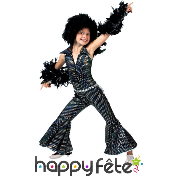 Tenue disco noire et argentée pour fillette