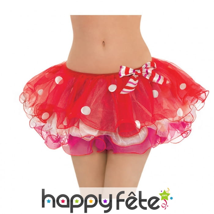 Tutu de Noël rouge à pois blancs