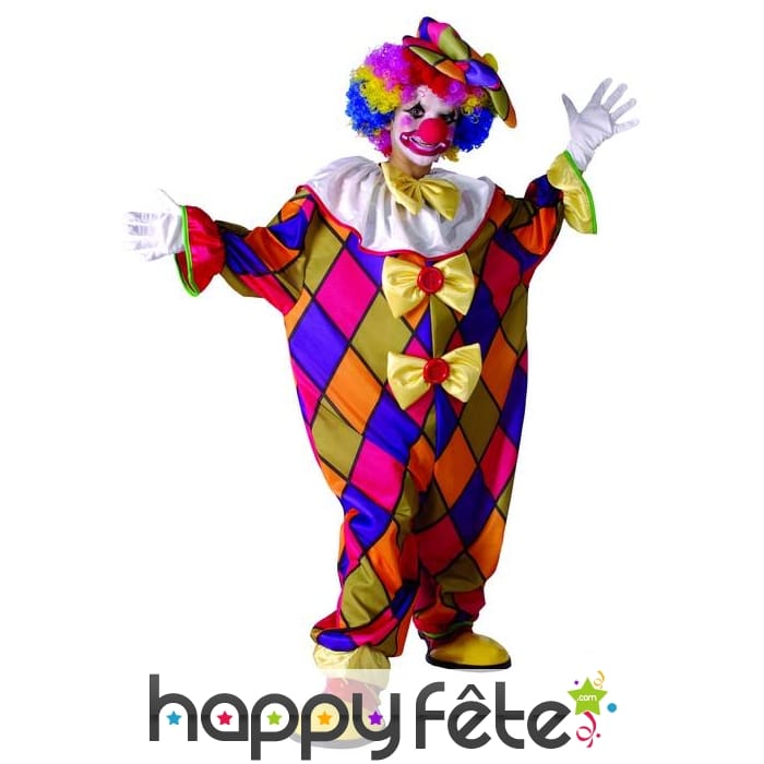 Tenue de petit clown imprimé losanges multicolores