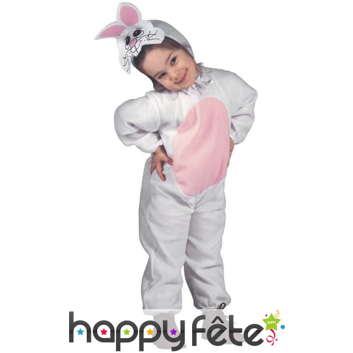 Tenue de petit lapin blanc et rose pour enfant