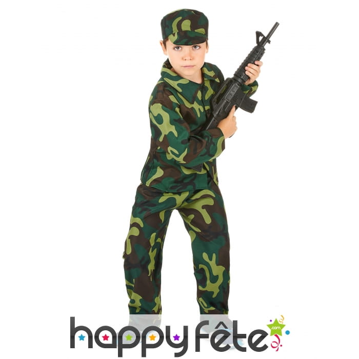Tenue de petit militaire imprimé camouflage