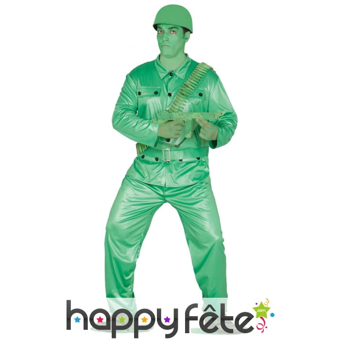 Tenue de petit soldat jouet vert pour adulte