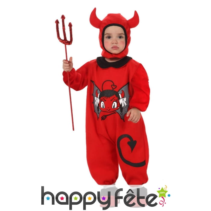 Tenue de petite diablotin rouge pour enfant