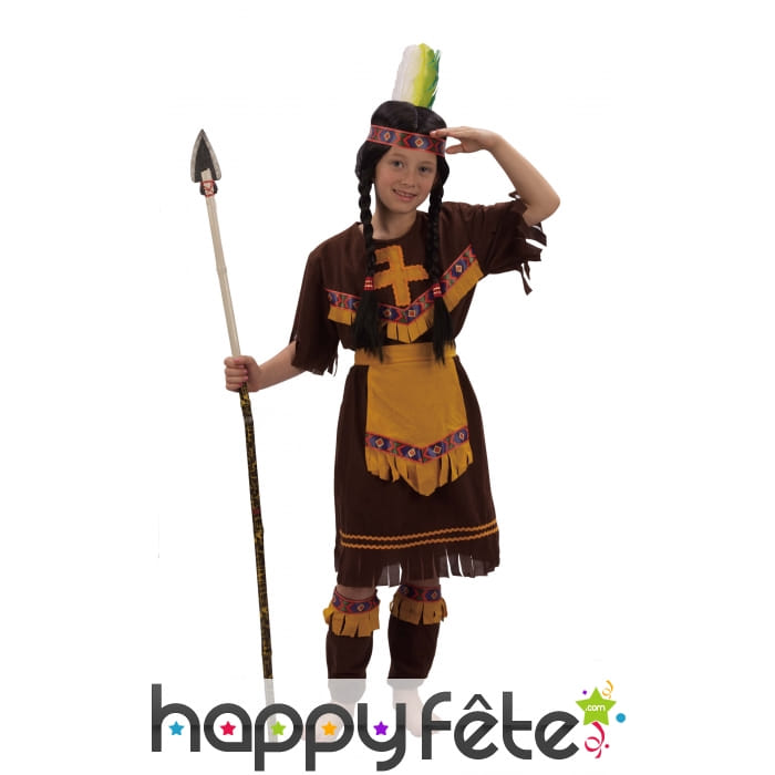 Tenue de petite indienne marron en robe