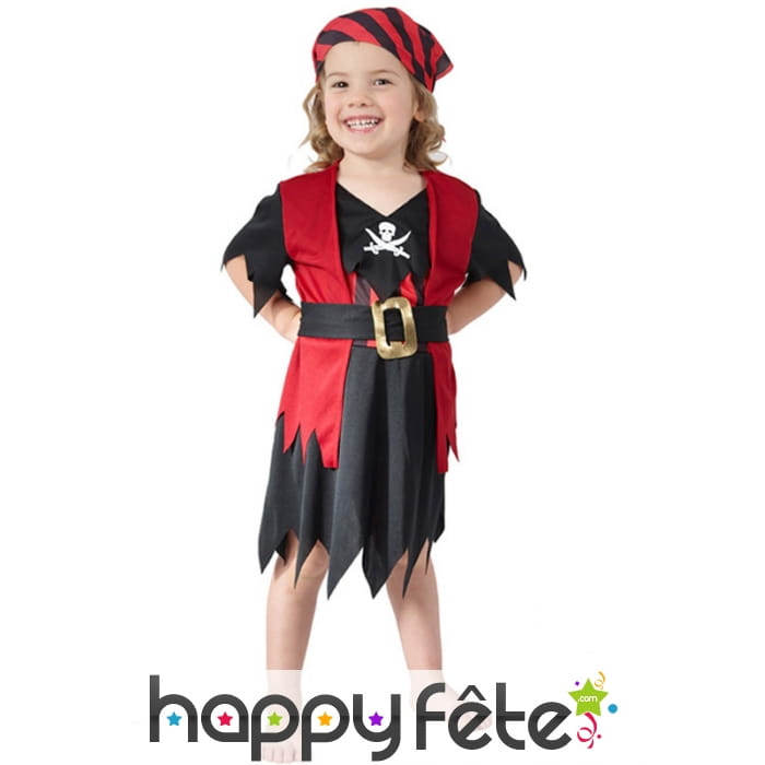 Tenue de petite piratesse noire et rouge
